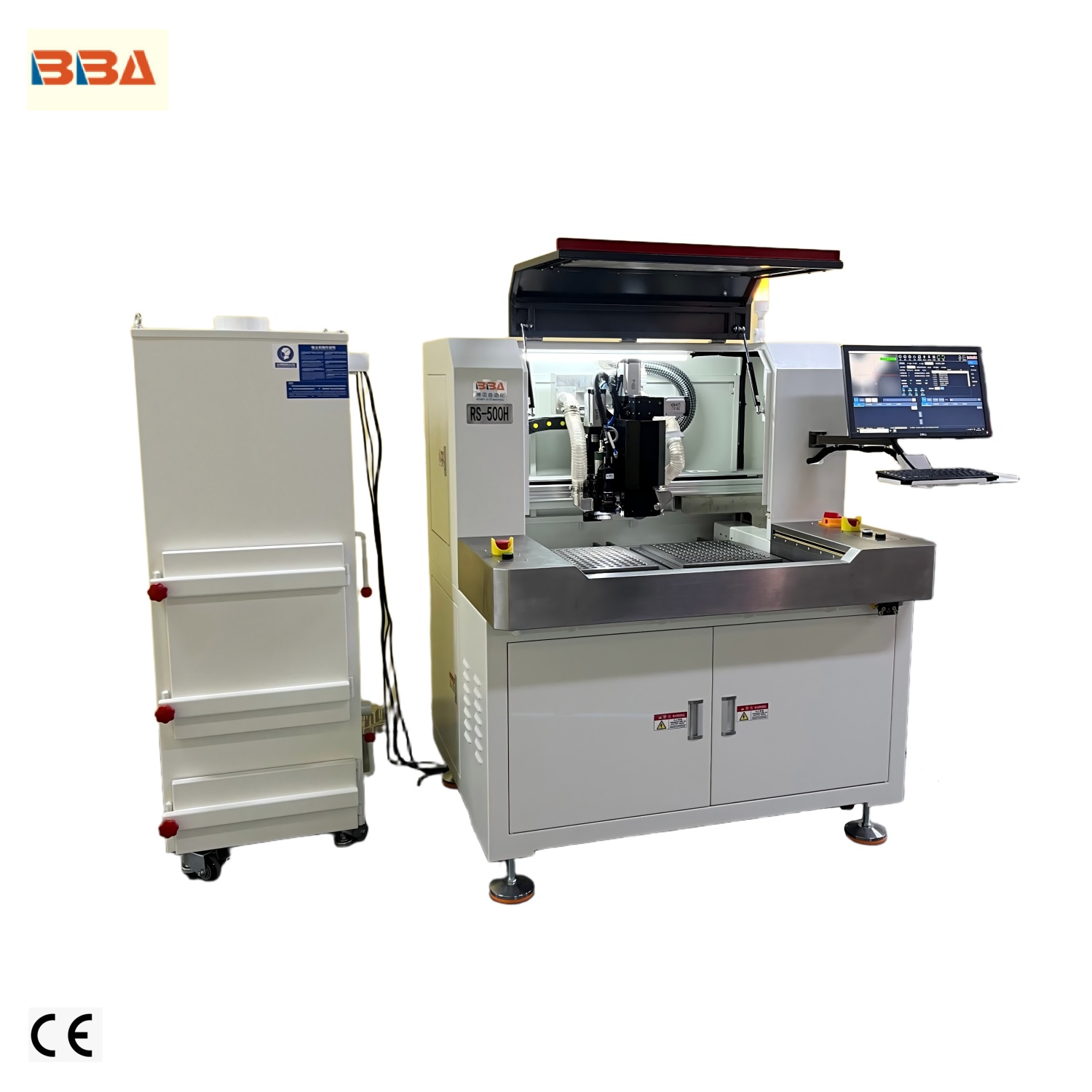 Machine de dépannage de circuits imprimés avec intégration de production CMS en ligne et boîtier de sécurité avec capteurs pour lignes d'assemblage d'électronique CMS